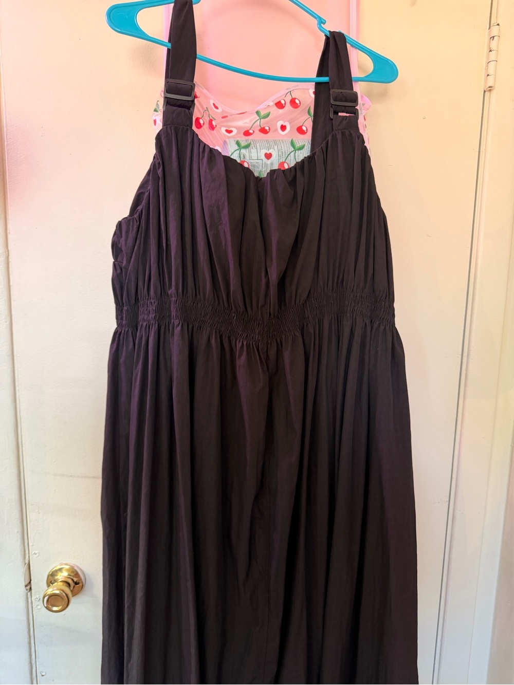 Old Navy Black Maxi Dress with Pink Cherry Lining
